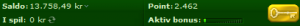 Saldoen på kontoen på Partypoker siger lige over 13.500, hvilket var det, der skulle til for at spille NL100.